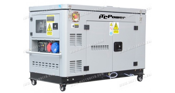 Groupe électrogène bi tension 230V/10KW - 400V/12.5 KVA Insonorisé DG12000XSE-T