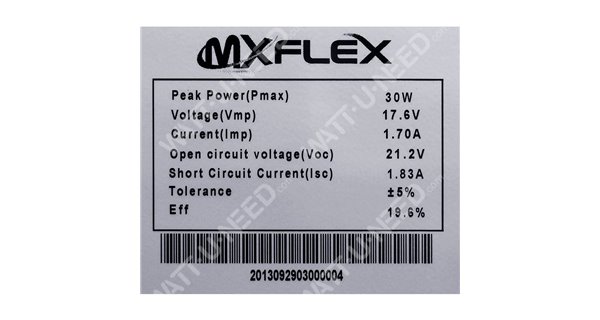 Un panel solar flexible MX FLEX 30 Wc