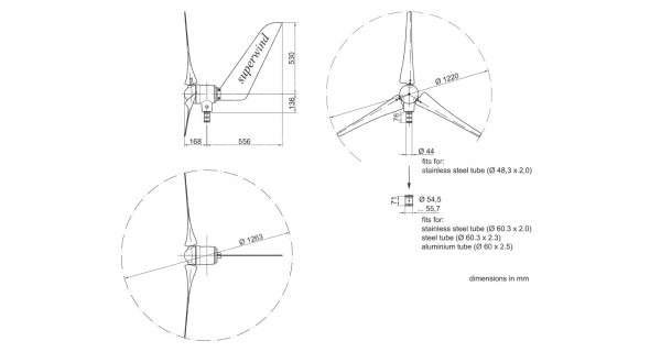 Aerogenerador Superwind SW350/SW353 - 350W 24V