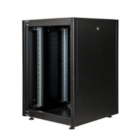 Gabinete Rack 19" Mobirack Standing 16U Ancho 600 Profundidad 600 Puerta de vidrio negro