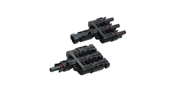 Conector MC4 triple masculino y femenino