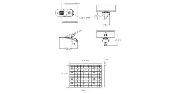 Lampadaire solaire - LED autonome 15W 18V FB