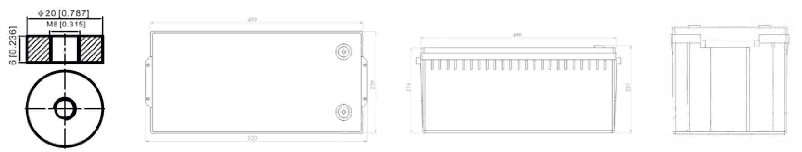 Dimensions PowerBrick + 24V 150Ah