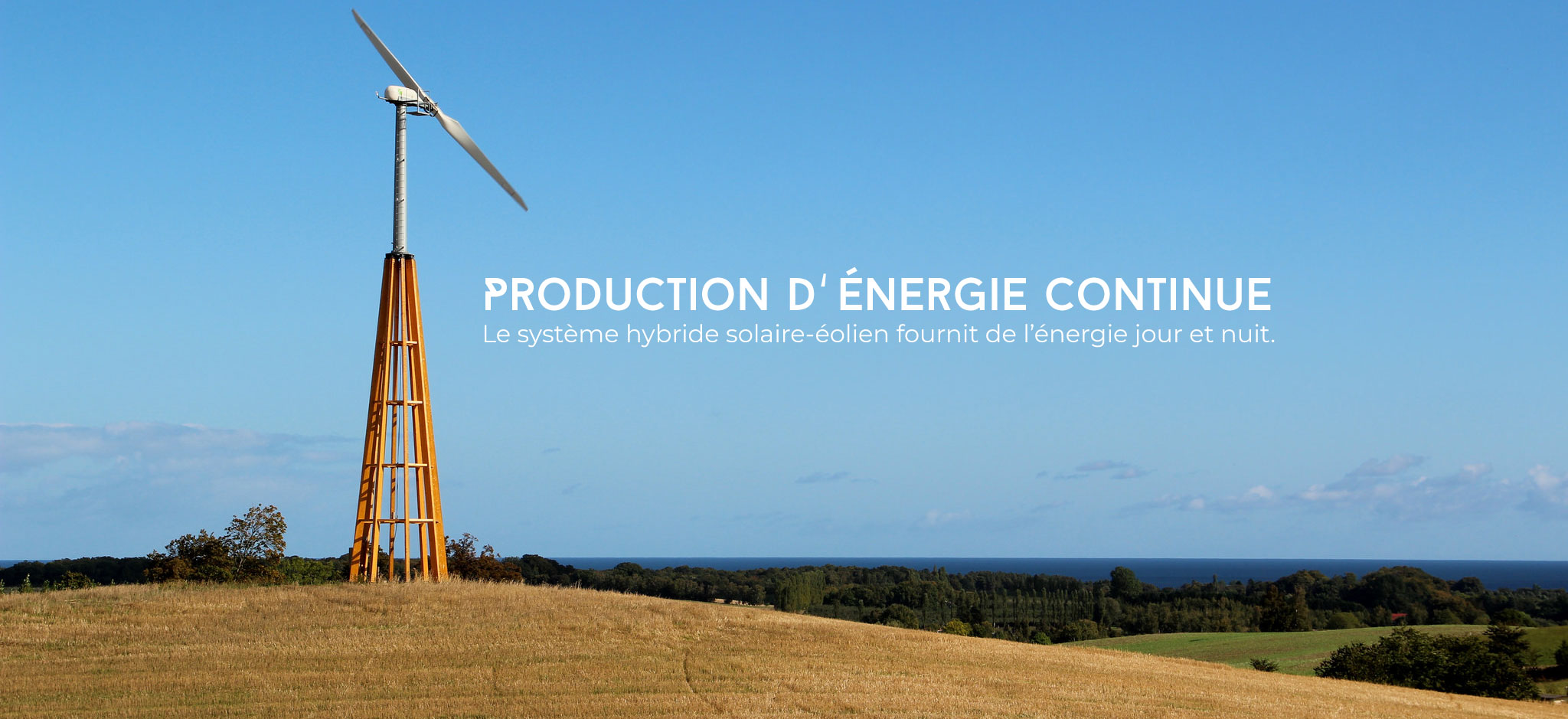 Continuous energy production. The hybrid solar-wind system provides energy day and night.