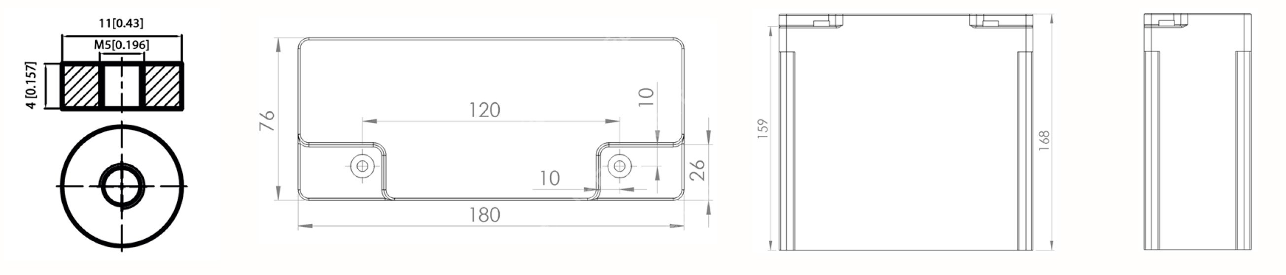 Dimensions PowerBrick+ 12V 30Ah