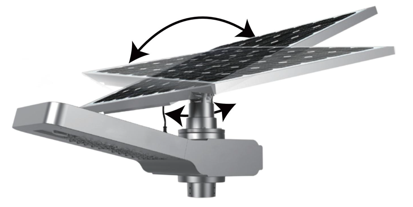 lampadaire avec panneau solaire inclinable et rotatif