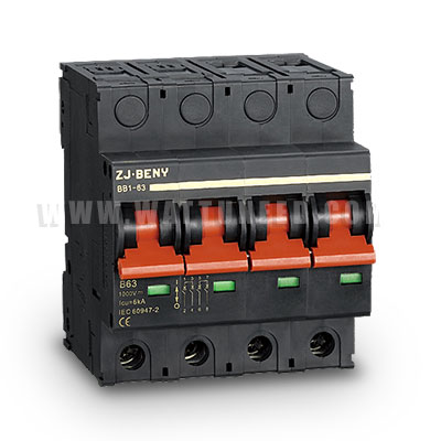 Mini-interruptor de 1200V DC 63A con 4 polos