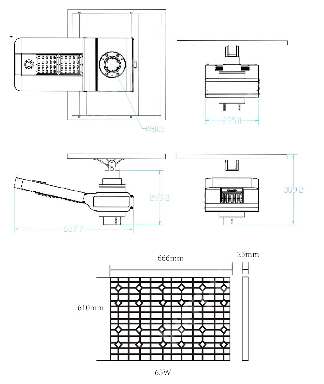 Dimensions du spot solaire et du panneau photovoltaïque