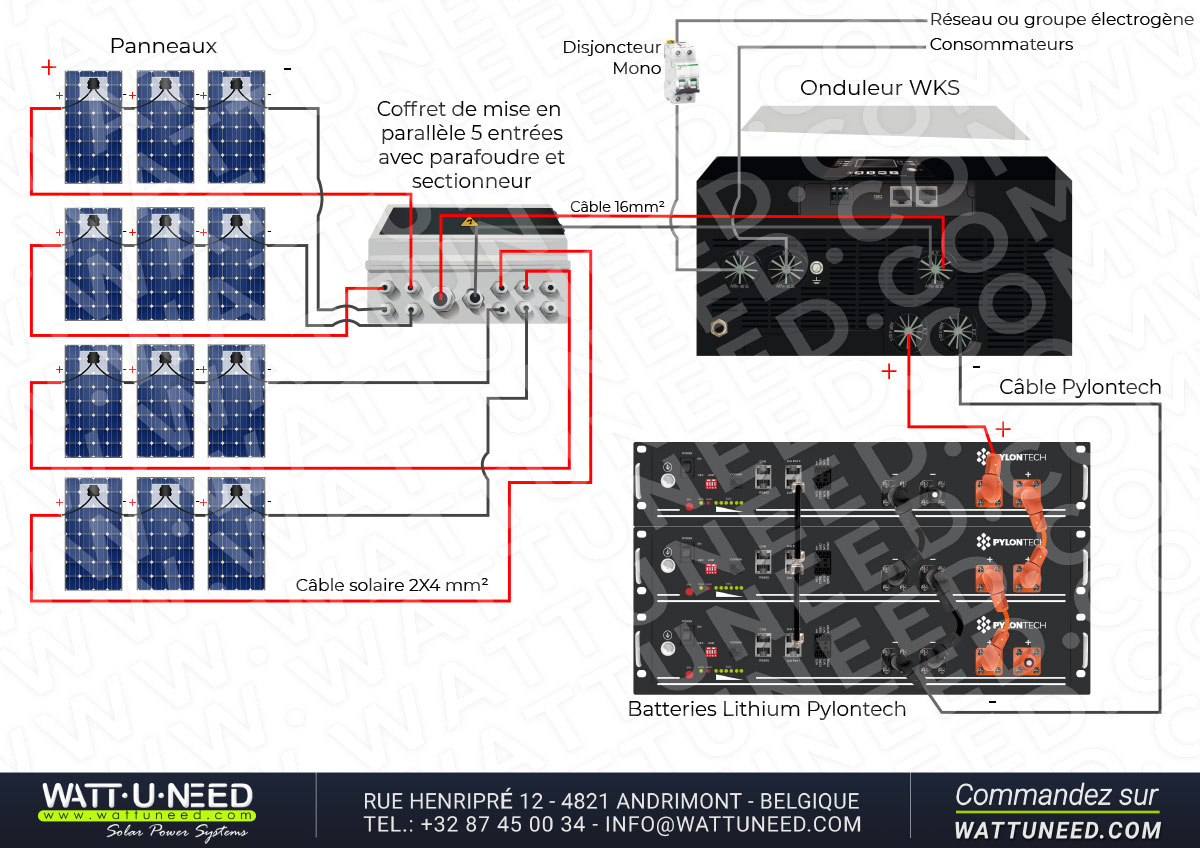 Kit autoconsommation 12 panneaux 5kVA avec stockage lithium