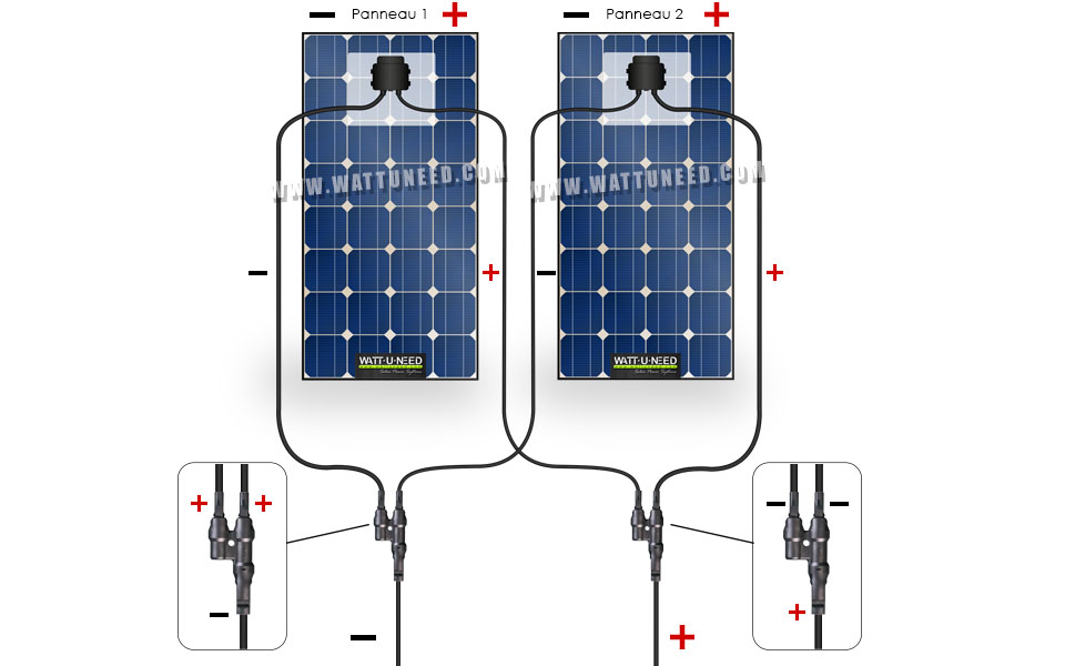 Schema mise en parallele de 2 panneaux photovoltaïques