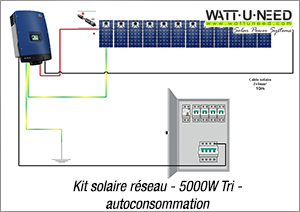 Kit solaire réseau - 5000W Tri- autoconsommation