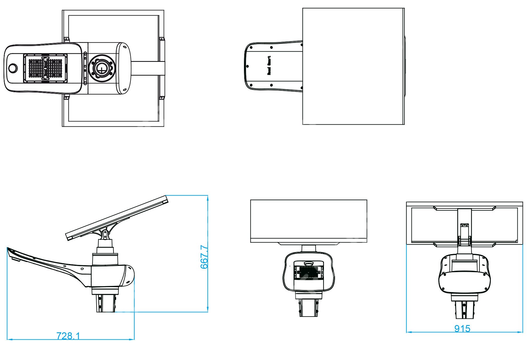 Dimensions: Lampadaire solaire - LED autonome WN 30w - panneau de 100 Wc